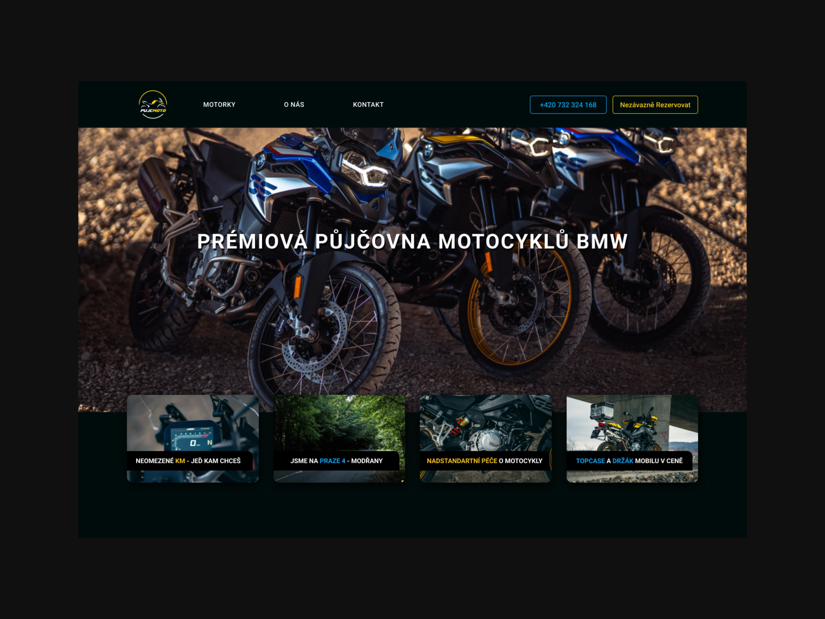 Pujcmoto website mockup